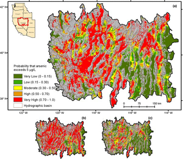 graph displaying predictable probably of arsenic in aquifers in western great basin 