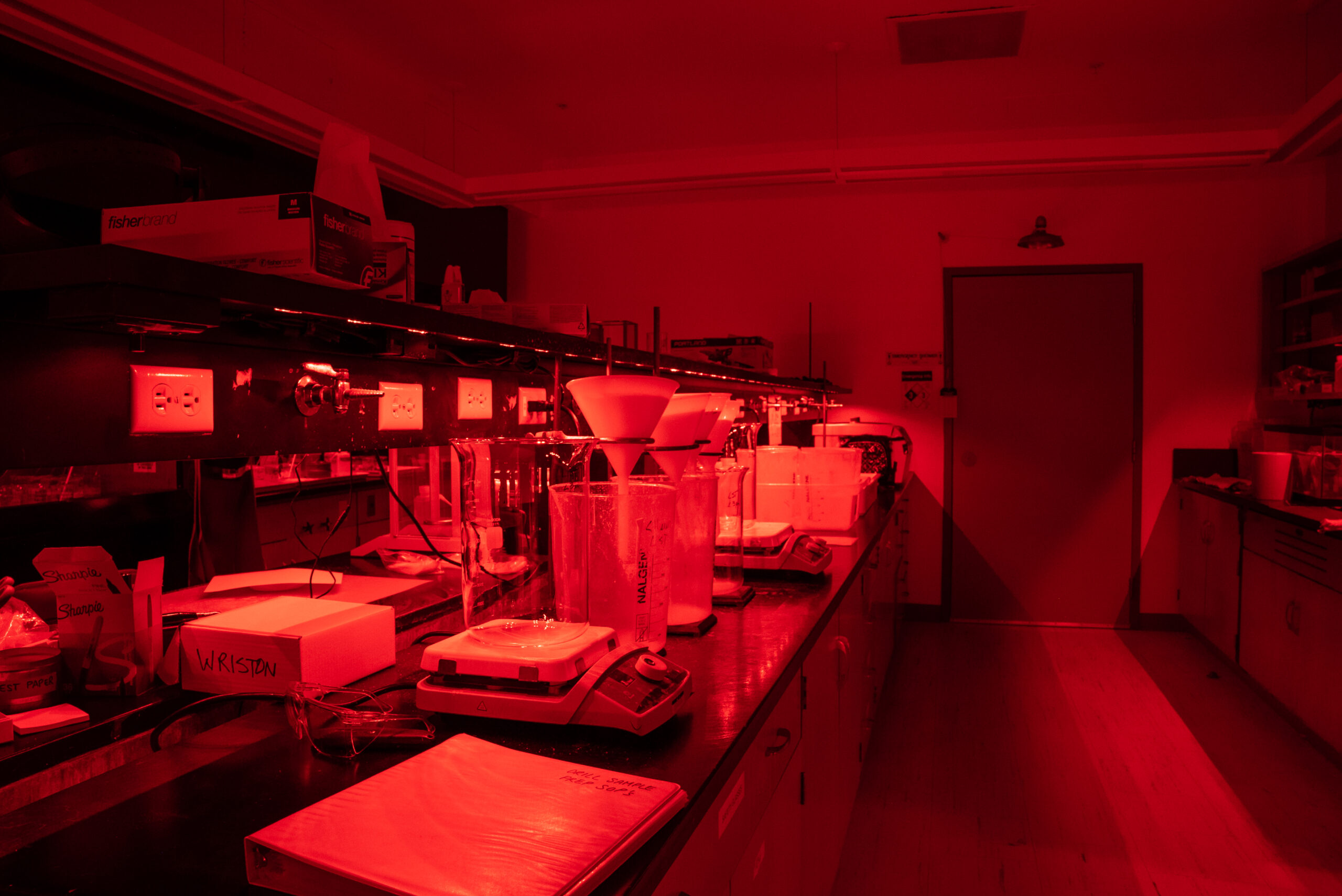 Photo of DRILL Lab in red light.