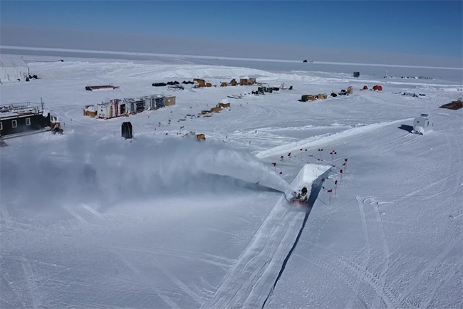 Ariel view of the Ice Core Camp in Greenland. 