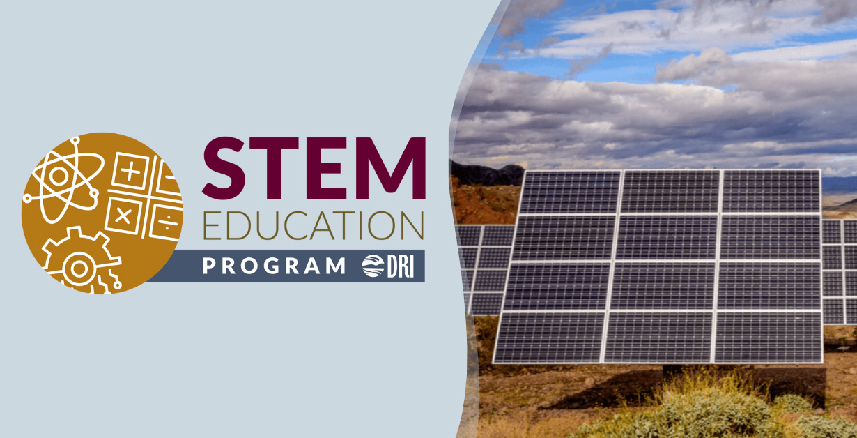 STEM Education Program with an image of solar panels in a field.