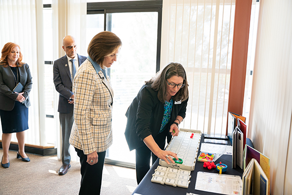 Senator Cortez Masto with a demonstration of the Nevada Robotics program.